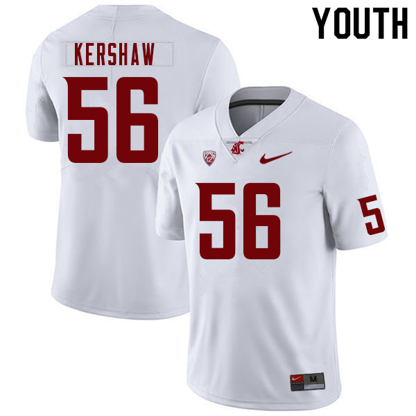Youth #56 Ryan Kershaw Washington State Cougars College Football Jerseys Sale-White - Click Image to Close